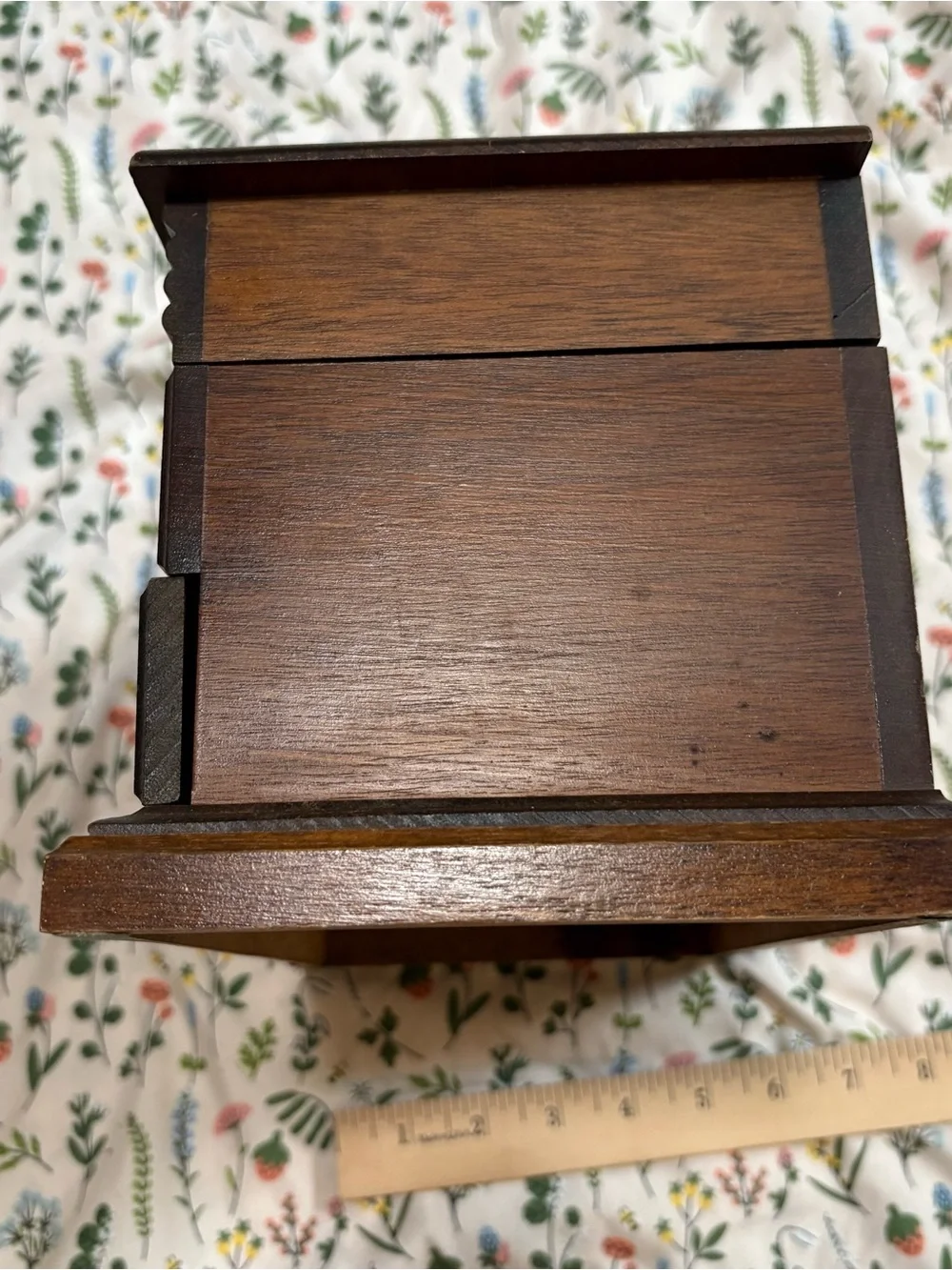 Wood Jewelry Box with Yellow Velvet Lining